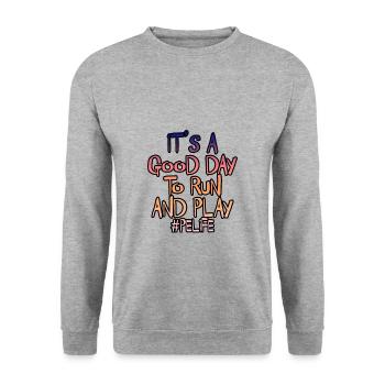 It's A Good Day To Run And Play 3 - Unisex Sweatshirt - salt & pepper - Front - Alina (178cm) & Michal (187cm)