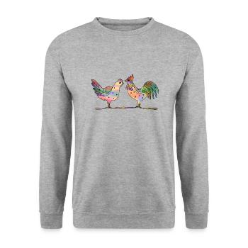 Hen and rooster - Unisex Sweatshirt - salt & pepper - Front - Alina (178cm) & Michal (187cm)