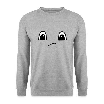 Cute sad face - Unisex Pullover - Weißgrau meliert - Vorne - Alina (178cm) & Michal (187cm)