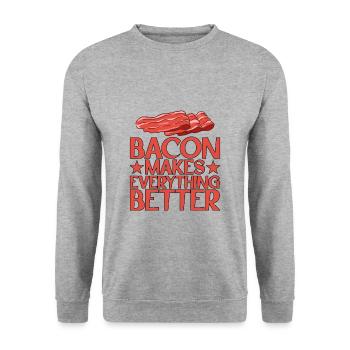 Bacon Makes Everything Better 13 - Unisex Sweatshirt - salt & pepper - Front - Alina (178cm) & Michal (187cm)