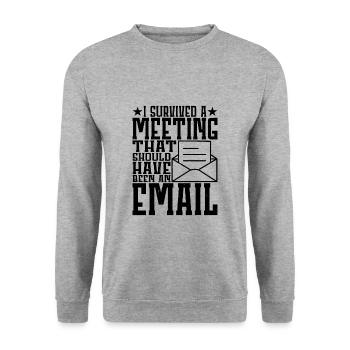 I Survived Another Meeting 11 - Unisex Sweatshirt - salt & pepper - Front - Alina (178cm) & Michal (187cm)