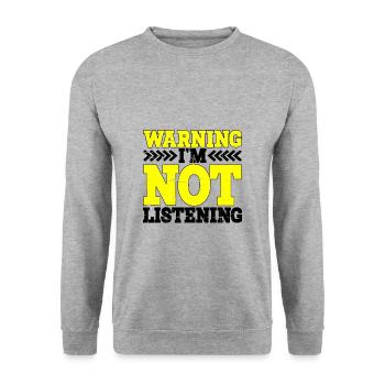 Warning I'm Not Listening 26 - Unisex Pullover - Weißgrau meliert - Vorne - Alina (178cm) & Michal (187cm)
