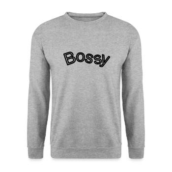 Bossy2 - Unisex Pullover - Weißgrau meliert - Vorne - Alina (178cm) & Michal (187cm)