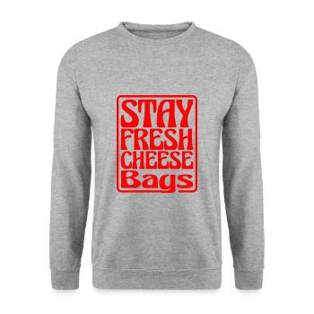Stay Fresh Cheese Bags 19 - Unisex Pullover - Weißgrau meliert - Vorne - Alina (178cm) & Michal (187cm)