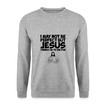 I'm Not Perfect But Jesus Thinks I'm To Die For 2 - Unisex Sweatshirt - salt & pepper - Front - Alina (178cm) & Michal (187cm)
