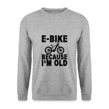 E-bike Because I'm Old - Unisex Pullover - Weißgrau meliert - Vorne - Alina (178cm) & Michal (187cm)