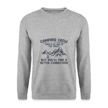 Camping Crew, There's No Wifi In The Forest 2 - Unisex Pullover - Weißgrau meliert - Vorne - Alina (178cm) & Michal (187cm)