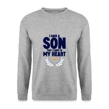 J’ai un fils que je porte dans mon cœur - Sweat-shirt Unisexe - gris chiné - Devant - Alina (178cm) & Michal (187cm)