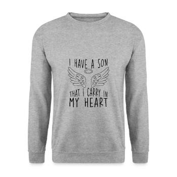 J’ai un fils que je porte dans mon cœur 2 - Sweat-shirt Unisexe - gris chiné - Devant - Alina (178cm) & Michal (187cm)
