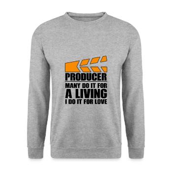 Producer Many Do It For A Living I Do It For Love - Unisex Pullover - Weißgrau meliert - Vorne - Alina (178cm) & Michal (187cm)