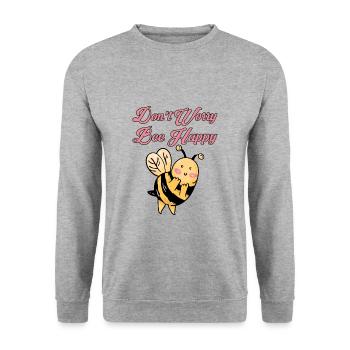 Don't Worry Bee Happy 31 - Unisex Sweatshirt - salt & pepper - Front - Alina (178cm) & Michal (187cm)