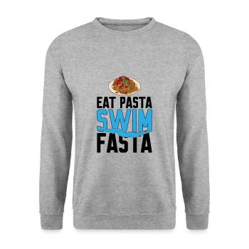 Eat Pasta Swim Fasta 10 - Unisex Pullover - Weißgrau meliert - Vorne - Alina (178cm) & Michal (187cm)
