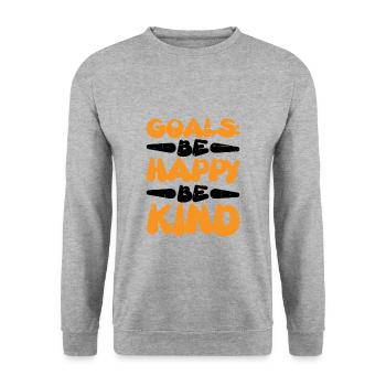 Goals Be Happy, Be Child 4 - Unisex Sweatshirt - salt & pepper - Front - Alina (178cm) & Michal (187cm)