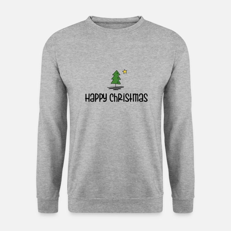 Happy Christmas - Unisex Pullover - Weißgrau meliert