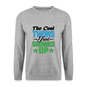 The Cool Twins Just Showed Up 13 - Unisex Sweatshirt - salt & pepper - Front - Alina (178cm) & Michal (187cm)