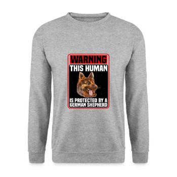 This Human Is Protected By A German Shepherd 4 - Unisex Sweatshirt - salt & pepper - Front - Alina (178cm) & Michal (187cm)