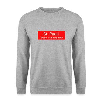 St. Pauli Hamburg Bezirksschild - Unisex Pullover - Weißgrau meliert - Vorne - Alina (178cm) & Michal (187cm)