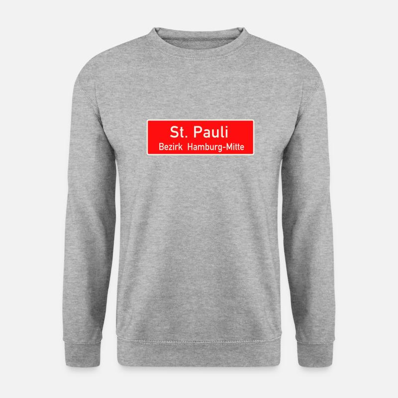 St. Pauli Hamburg Bezirksschild - Unisex Pullover - Weißgrau meliert