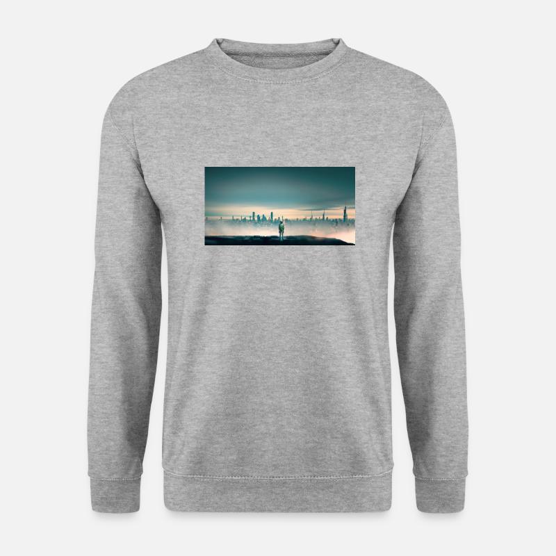 Einsamer Roboter - Unisex Pullover - Weißgrau meliert