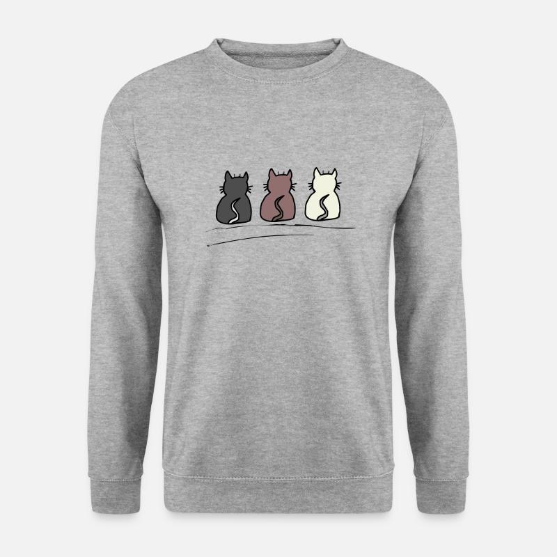 Katzen - Unisex Pullover - Weißgrau meliert