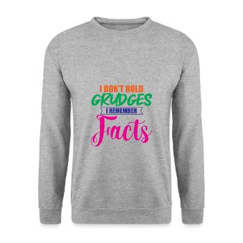 I Don't Hold Grudges, I Remember Facts 2 - Unisex Pullover - Weißgrau meliert - Vorne - Alina (178cm) & Michal (187cm)