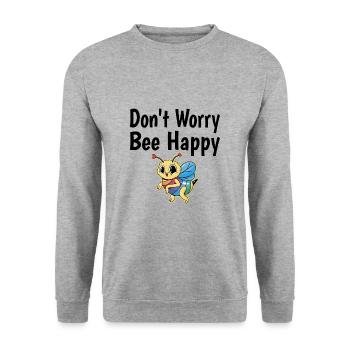 Don't Worry Bee Happy 35 - Unisex Sweatshirt - salt & pepper - Front - Alina (178cm) & Michal (187cm)
