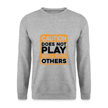 Caution Does Not Play Well With Others 38 - Unisex Pullover - Weißgrau meliert - Vorne - Alina (178cm) & Michal (187cm)