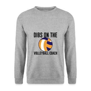 Dibs On The Volleyball Coach - Unisex Pullover - Weißgrau meliert - Vorne - Alina (178cm) & Michal (187cm)