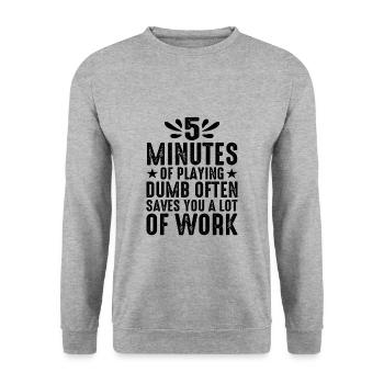 5 minutes de jeu stupide sauvent souvent du travail 2 - Sweat-shirt Unisexe - gris chiné - Devant - Alina (178cm) & Michal (187cm)