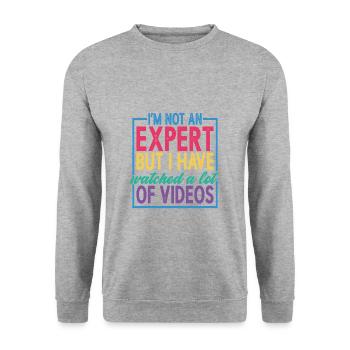 Not An Expert But I Have Watched A Lot Of Videos 2 - Unisex Pullover - Weißgrau meliert - Vorne - Alina (178cm) & Michal (187cm)