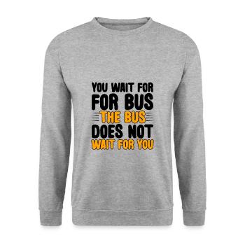 Vous attendez le bus Le bus n’attend pas 3 - Sweat-shirt Unisexe - gris chiné - Devant - Alina (178cm) & Michal (187cm)