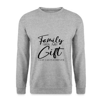 La famille est un cadeau qui dure pour toujours - Sweat-shirt Unisexe - gris chiné - Devant - Alina (178cm) & Michal (187cm)