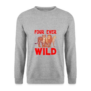 Four Ever Wild 40 - Unisex Pullover - Weißgrau meliert - Vorne - Alina (178cm) & Michal (187cm)