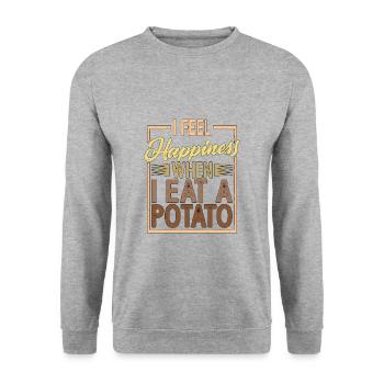 Je ressens du bonheur quand je mange une pomme de terre 2 - Sweat-shirt Unisexe - gris chiné - Devant - Alina (178cm) & Michal (187cm)