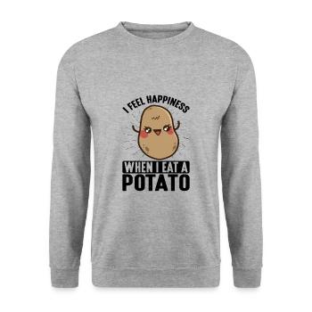 Je ressens du bonheur quand je mange une pomme de terre - Sweat-shirt Unisexe - gris chiné - Devant - Alina (178cm) & Michal (187cm)