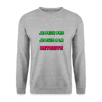RETRAITE. RETRAITE. RETRAITEE. SENIOR. MAMIE. PAPY - Sweat-shirt Unisexe - gris chiné - Devant - Alina (178cm) & Michal (187cm)