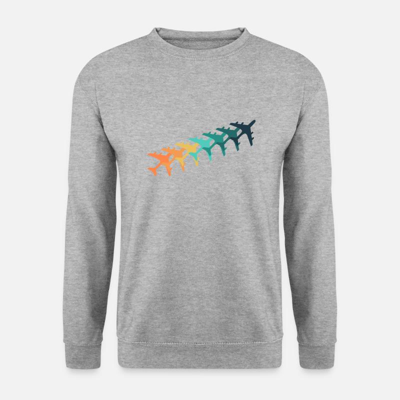 Retro-Flugzeuge - Unisex Pullover - Weißgrau meliert