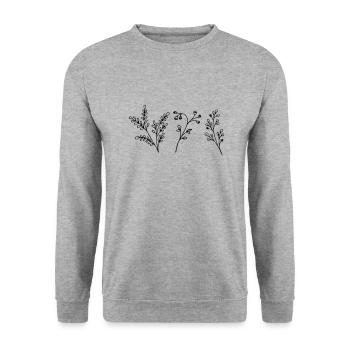 Flowers - Wildblumen für alle! - Unisex Pullover - Weißgrau meliert - Vorne - Alina (178cm) & Michal (187cm)