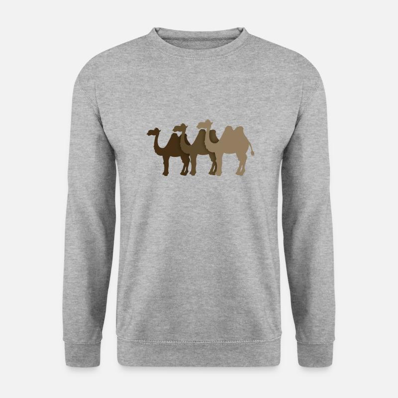 Kamele - Unisex Pullover - Weißgrau meliert