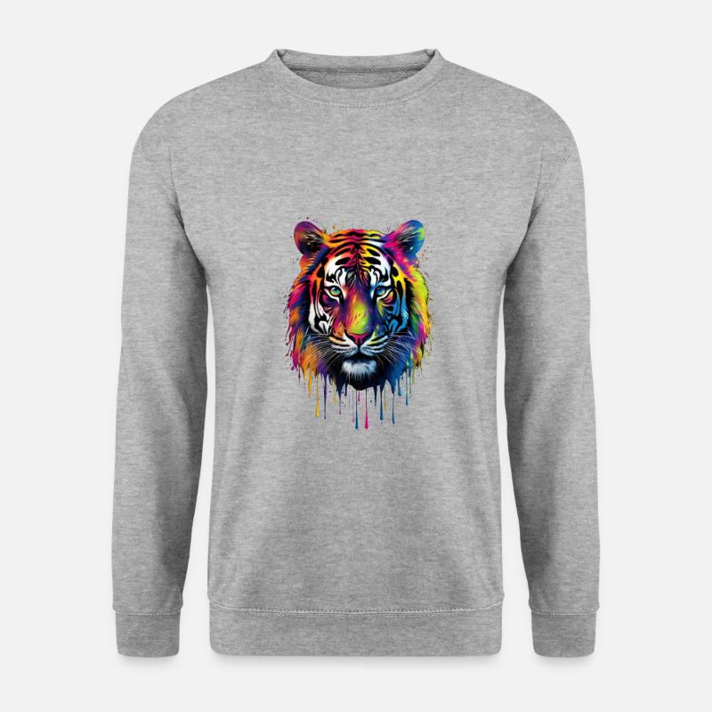 Rainbow Tiger - Unisex Pullover - Weißgrau meliert