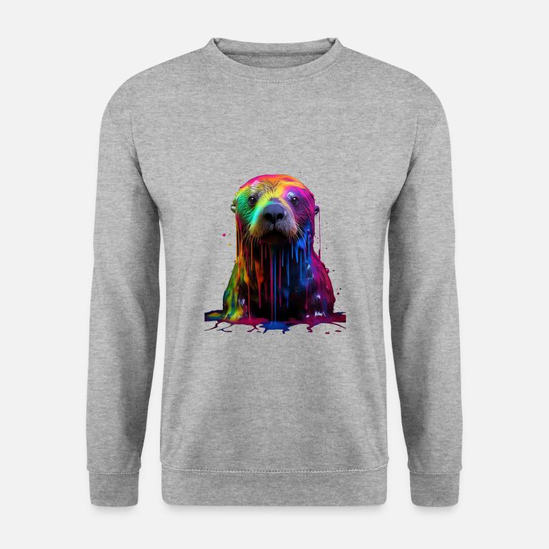 Rainbow Sea Otter - Unisex Pullover - Weißgrau meliert