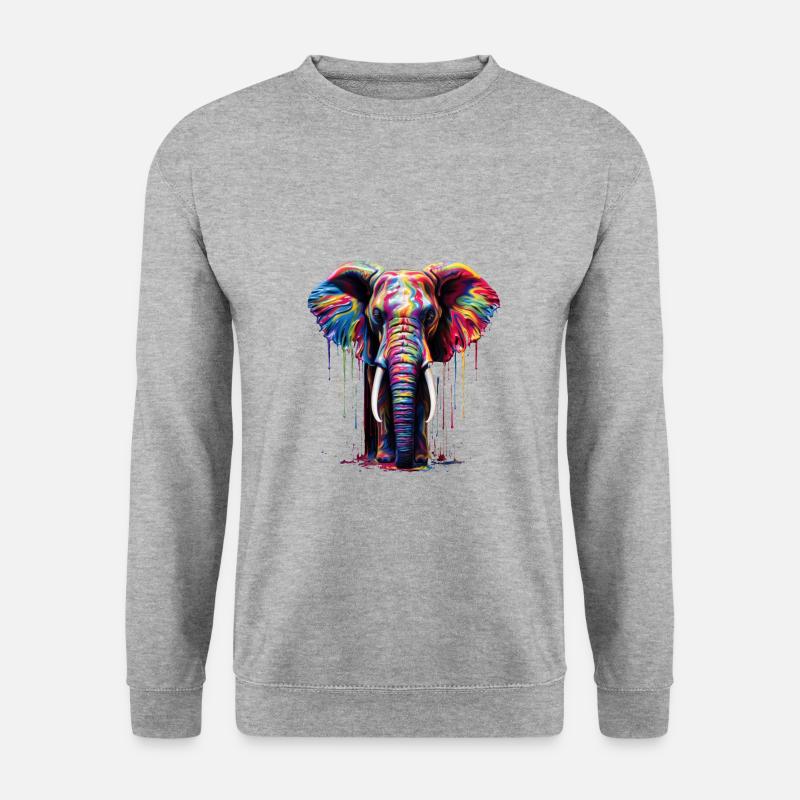 Rainbow Elephant - Unisex Pullover - Weißgrau meliert