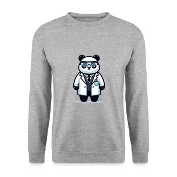 Cute Panda Scientist - Unisex Pullover - Weißgrau meliert - Vorne - Alina (178cm) & Michal (187cm)