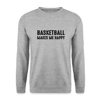 Basketball - Unisex Pullover - Weißgrau meliert - Vorne - Alina (178cm) & Michal (187cm)