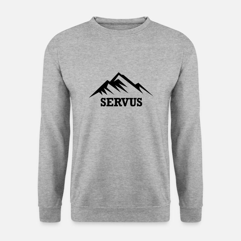 Berg Servus Dialekt Bayern Spruch - Unisex Pullover - Weißgrau meliert