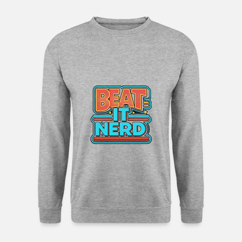 Beat it Nerd 8 - Unisex Pullover - Weißgrau meliert