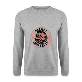 Relax I Can Fix It 12 - Unisex Sweatshirt - salt & pepper - Front - Alina (178cm) & Michal (187cm)