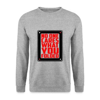 No One Cares What You Folded 2 - Unisex Sweatshirt - salt & pepper - Front - Alina (178cm) & Michal (187cm)
