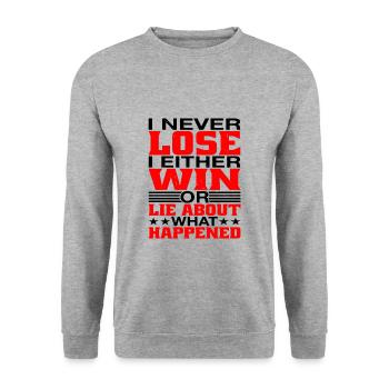 I Either Win Or Lie About What Happened - Unisex Pullover - Weißgrau meliert - Vorne - Alina (178cm) & Michal (187cm)