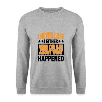 I Either Win Or Lie About What Happened 3 - Unisex Pullover - Weißgrau meliert - Vorne - Alina (178cm) & Michal (187cm)